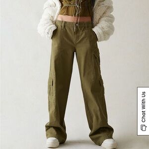 PACSUN Olive Low Rise Puddle Cargo Pants MEDIUM